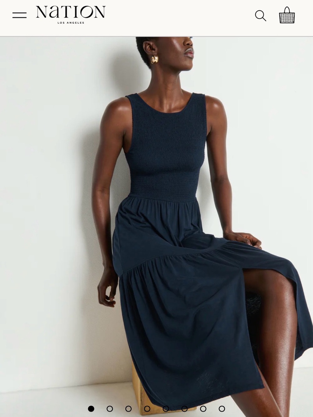 Nation LTD Navy Smocked Maxi Dress - Picture 1 of 9